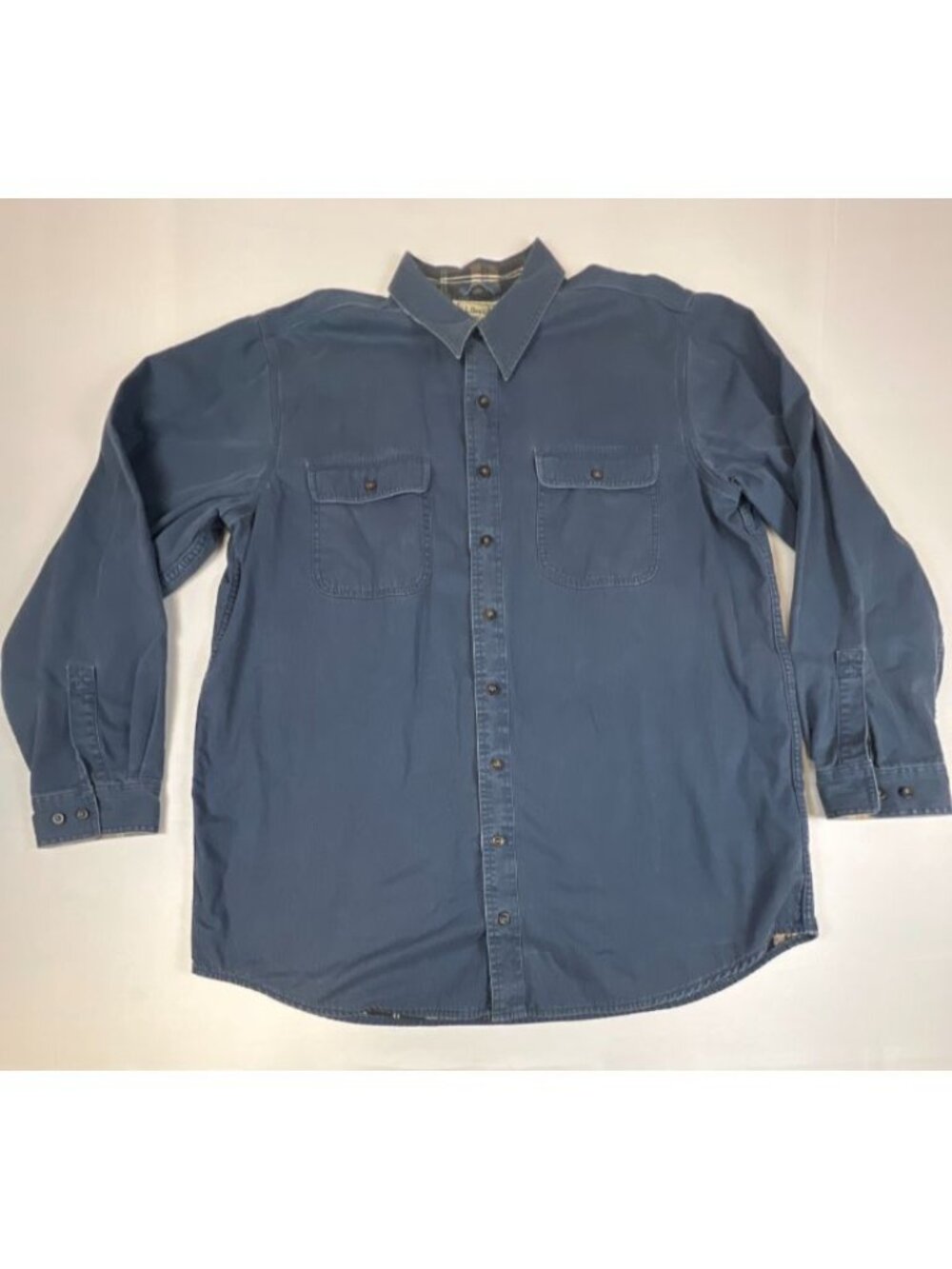 L.L. Bean Hurricane Shirt Jacket Mens XL Tall Blue Flannel Lined Cotton Twill